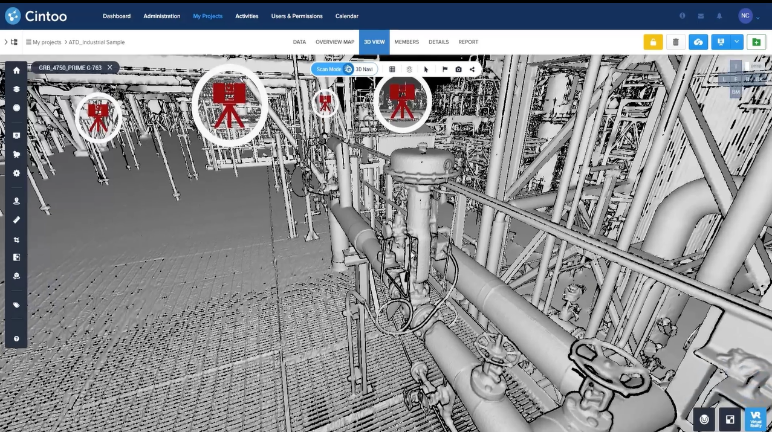 Manage assets with point cloud data converted to 3D meshes. 