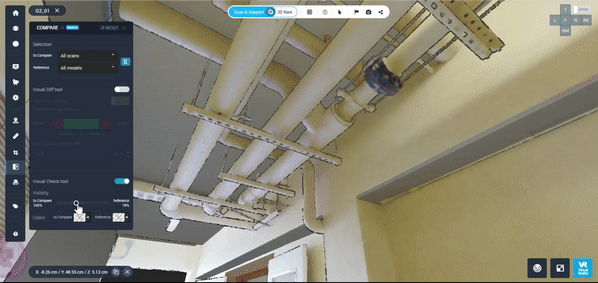 Cintoo’s comparison tool in action–comparing as-built and modelled conditions.